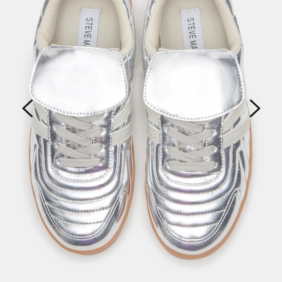 Steve Madden Silver Sneakers Futuristic Design - Picture 2 of 3